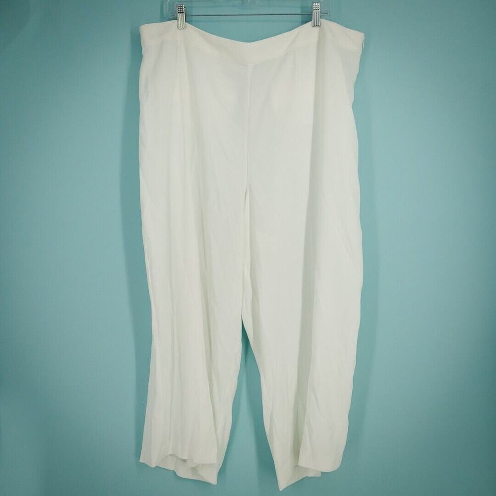 Eloquii Plus Size 20 White Wide Straight Leg Button Zip Closure Dress Pants NEW